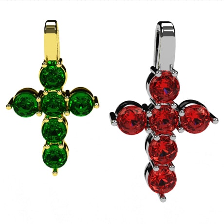 Pendentif Croix et Pierres Précieuses