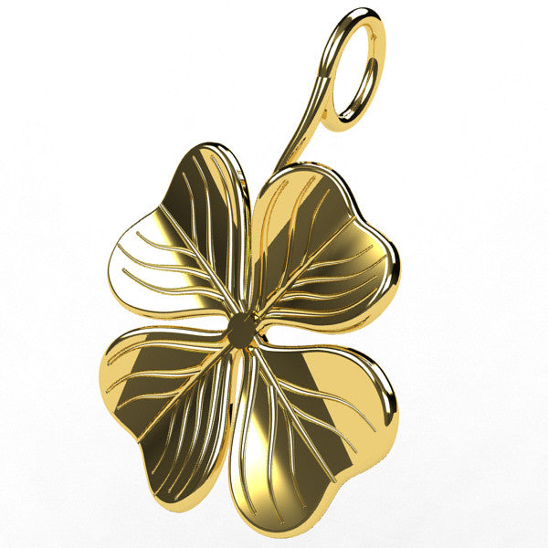 Médaille trèfle 4 feuilles - diamant & or jaune 18ct